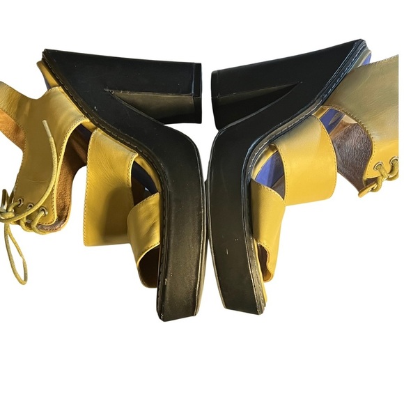 Jeffrey Campbell x Free People Butter Yellow Leather Boho Tie Platform Heels 8 - Picture 8 of 15